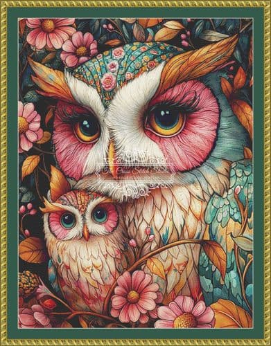 The Cross Stitch Studio Owl Always Love You printed cross stitch chart