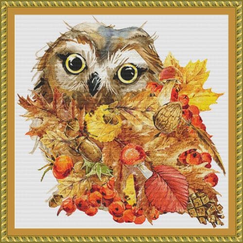 The Cross Stitch Studio Owl Fall For You Mini printed cross stitch chart