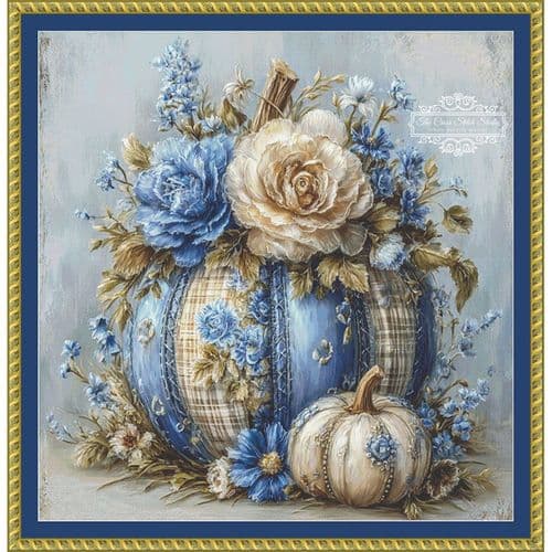 The Cross Stitch Studio Patchwork Pumpkin printed cross stitch chart