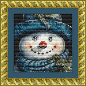 The Cross Stitch Studio Peeking Snowman 9 Crop Snippet  printed cross stitch chart