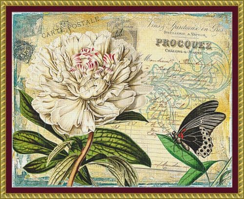 The Cross Stitch Studio Peony Collage printed cross stitch chart