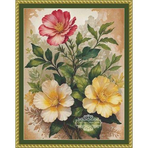 The Cross Stitch Studio Pink And Yellow Wildflowers printed cross stitch chart