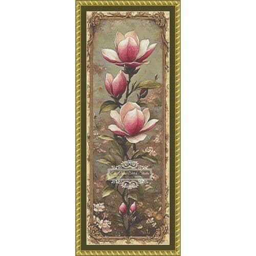 The Cross Stitch Studio Pink Magnolias  printed cross stitch chart