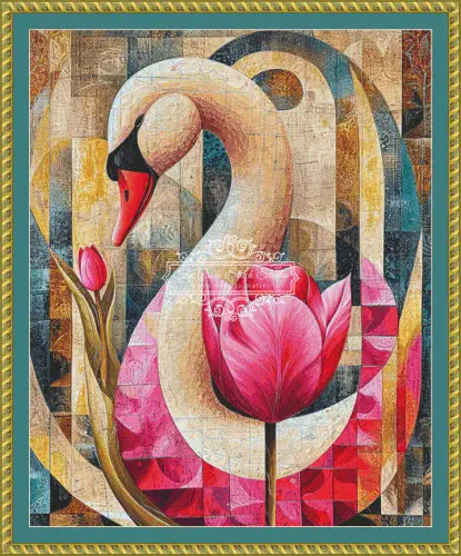 The Cross Stitch Studio Pink Swan And Tulip printed cross stitch chart