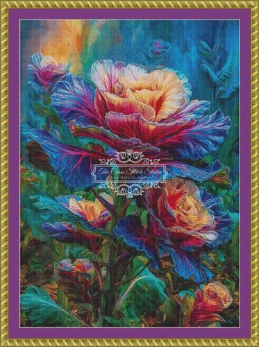 The Cross Stitch Studio Prismatic Kale printed cross stitch chart