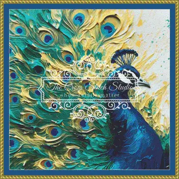 The Cross Stitch Studio Royal Peacock printed cross stitch chart