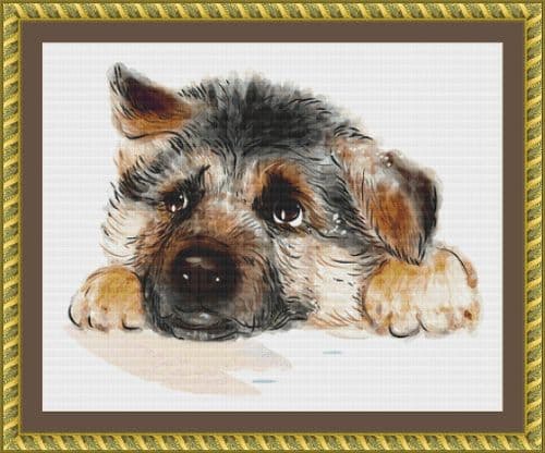 The Cross Stitch Studio Sad Eyes Mini printed cross stitch chart