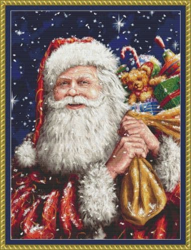The Cross Stitch Studio Santa Bearing Gifts printed cross stitch chart