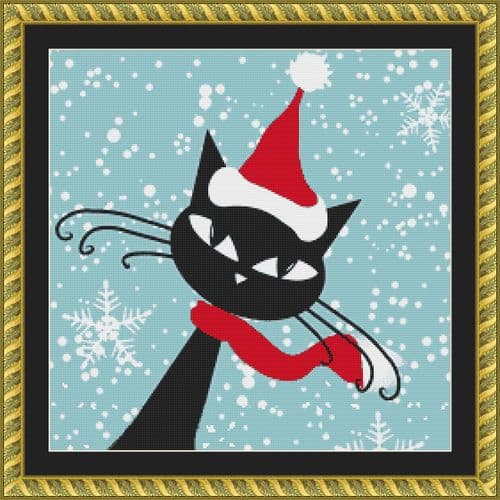 The Cross Stitch Studio Santa Cat Snippet printed cross stitch chart