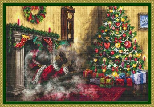The Cross Stitch Studio Santa's Surprise printed cross stitch chart