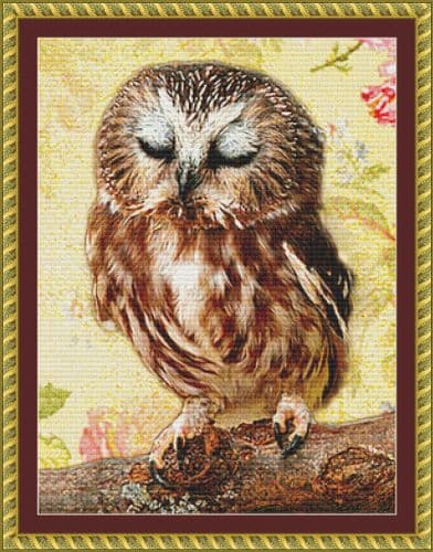 The Cross Stitch Studio Sleepy Owlet Mini printed cross stitch chart