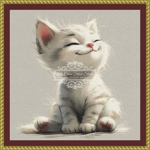 The Cross Stitch Studio Smiling Kitten printed cross stitch chart