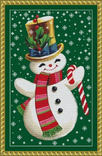 The Cross Stitch Studio Smiling Snowman Mini printed cross stitch chart