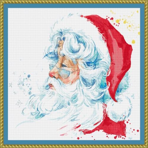 The Cross Stitch Studio Snowy Santa printed cross stitch chart