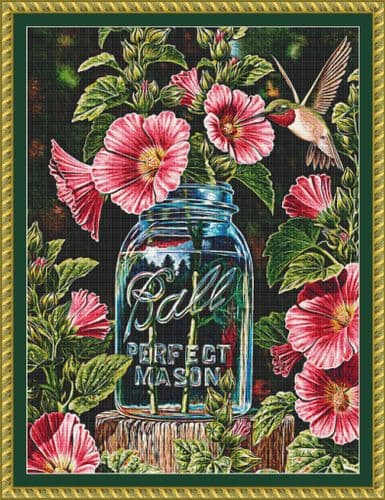 The Cross Stitch Studio Summer Hollyhocks Crop printed cross stitch chart