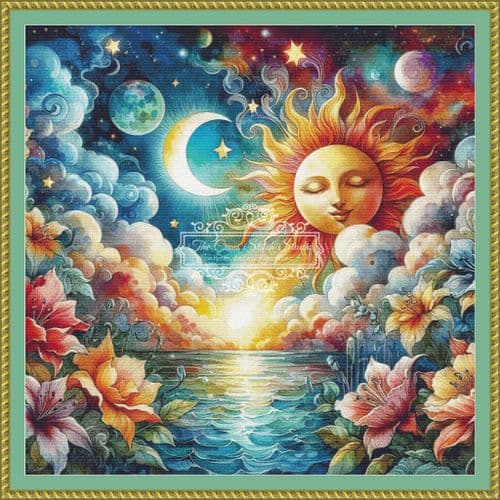 The Cross Stitch Studio Sun Moon And Stars printed cross stitch chart