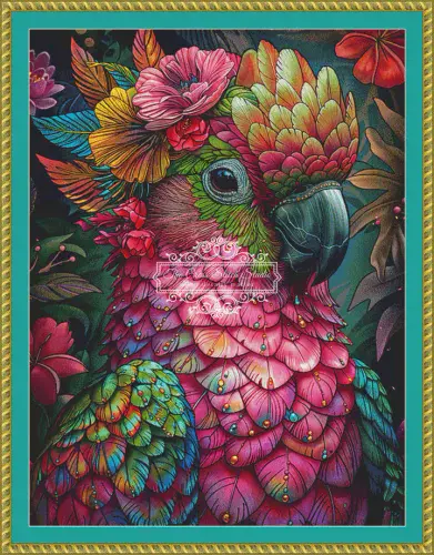 The Cross Stitch Studio Tropical Birds Elton printed cross stitch chart