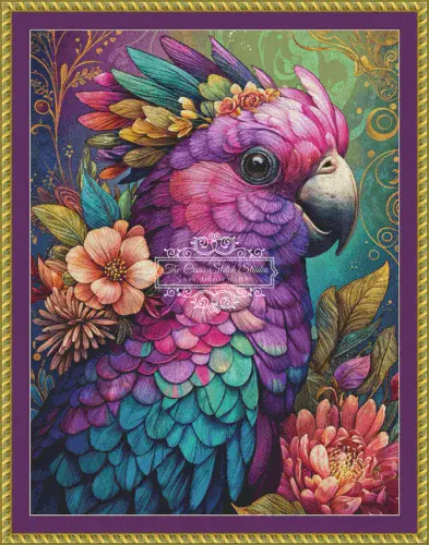 The Cross Stitch Studio Tropical Birds Mirabel printed cross stitch chart