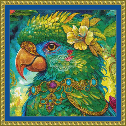 The Cross Stitch Studio Tropical Birds Verdell Crop printed cross stitch chart
