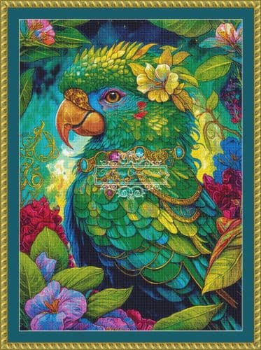 The Cross Stitch Studio Tropical Birds Verdell printed cross stitch chart