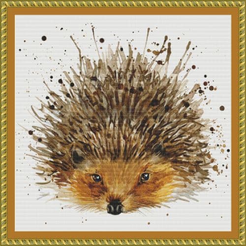 The Cross Stitch Studio Watercolour Hedgehog Mini printed cross stitch chart