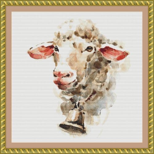 The Cross Stitch Studio Watercolour Lamb Mini printed cross stitch chart