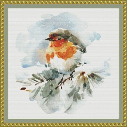 The Cross Stitch Studio Watercolour Robin printed cross stitch chart