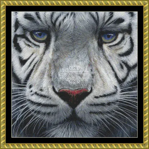 The Cross Stitch Studio White Tiger Ghost Crop Snippet printed cross stitch chart