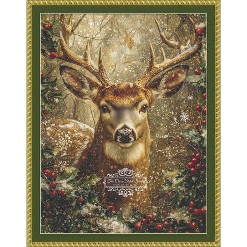 The Cross Stitch Studio Winter Animals Holiday Deer printed cross stitch chart