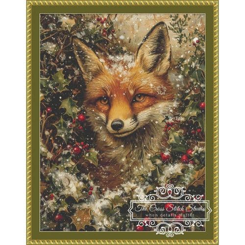 The Cross Stitch Studio Winter Animals Holiday Fox printed cross stitch chart