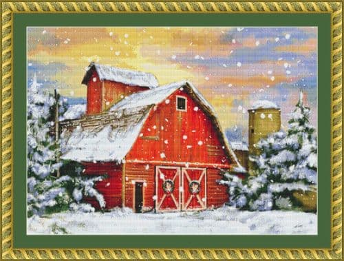 The Cross Stitch Studio Winter Barn Crop Mini printed cross stitch chart