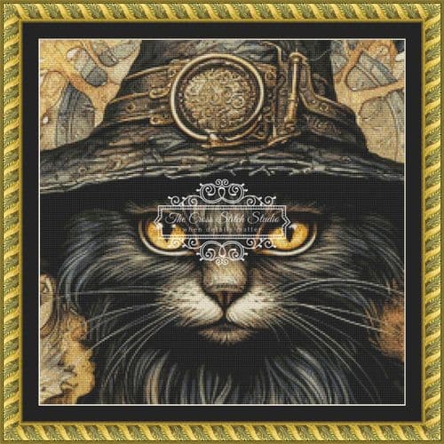 The Cross Stitch Studio Witchy Kitty Crop Snippet  printed cross stitch chart