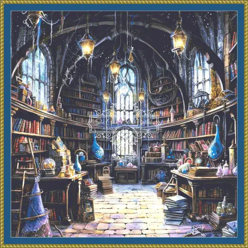 The Cross Stitch Studio Wizards Library Dumbledore printed cross stitch chart