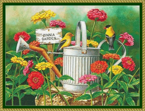 The Cross Stitch Studio Zinnia Garden printed cross stitch chart
