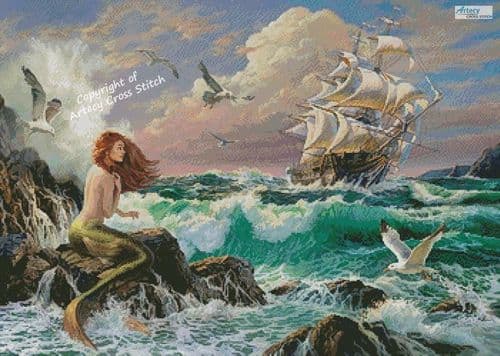 The Mermaid and the Ship by Artecy printed cross stitch chart