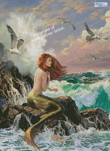 The Mermaid and the Ship (Crop) by Artecy printed cross stitch chart