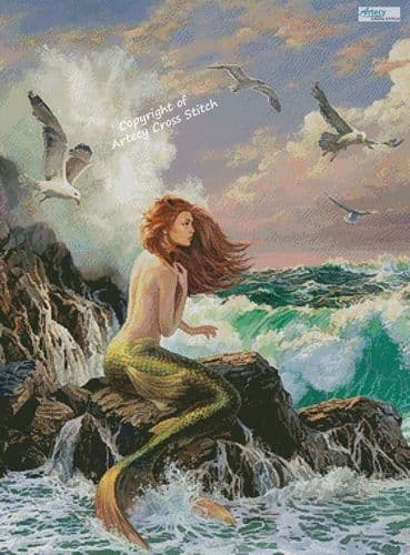 The Mermaid and the Ship (Large Crop) by Artecy printed cross stitch chart