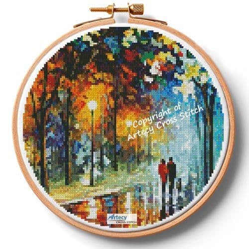 The Warmth of Friends Hoop (Medium) by Artecy printed cross stitch chart