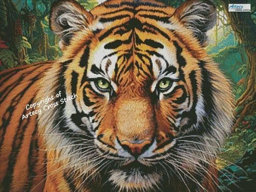 Tiger Close Up Portrait by Artecy printed cross stitch chart