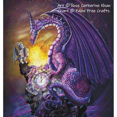 Time Dragon  Amethyst by Paine Free Crafts printed cross stitch chart