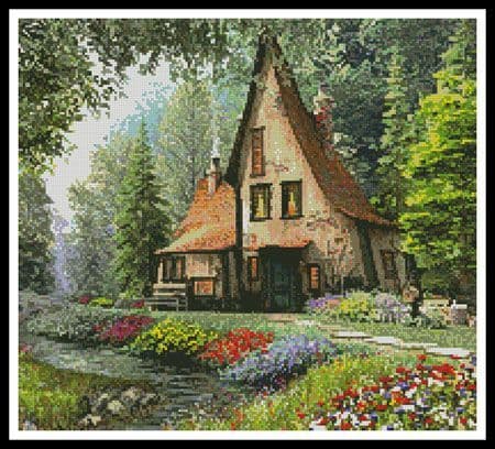Toadstool Cottage (Crop) by Artecy printed cross stitch chart