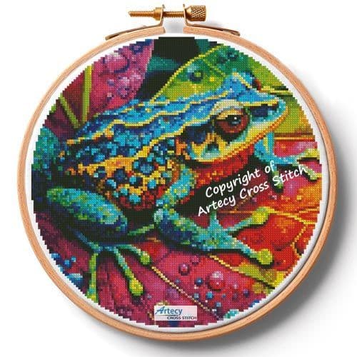 Tropical Frog Hoop (Large) by Artecy printed cross stitch chart