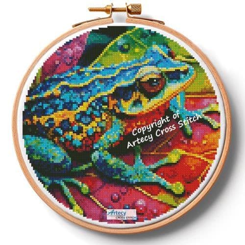 Tropical Frog Hoop (Medium) by Artecy printed cross stitch chart