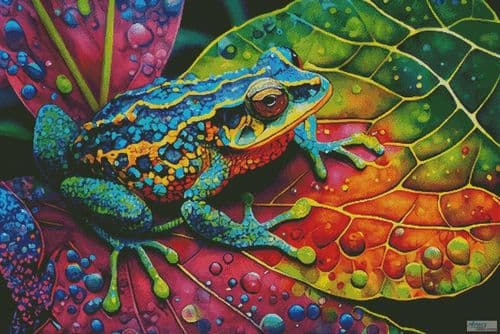 Tropical Frog (Large) by Artecy printed cross stitch chart