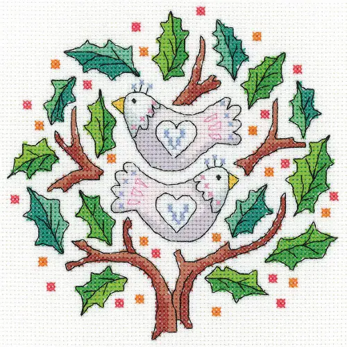 Two Turtle Doves cross stitch chart - Karen Carter Collection