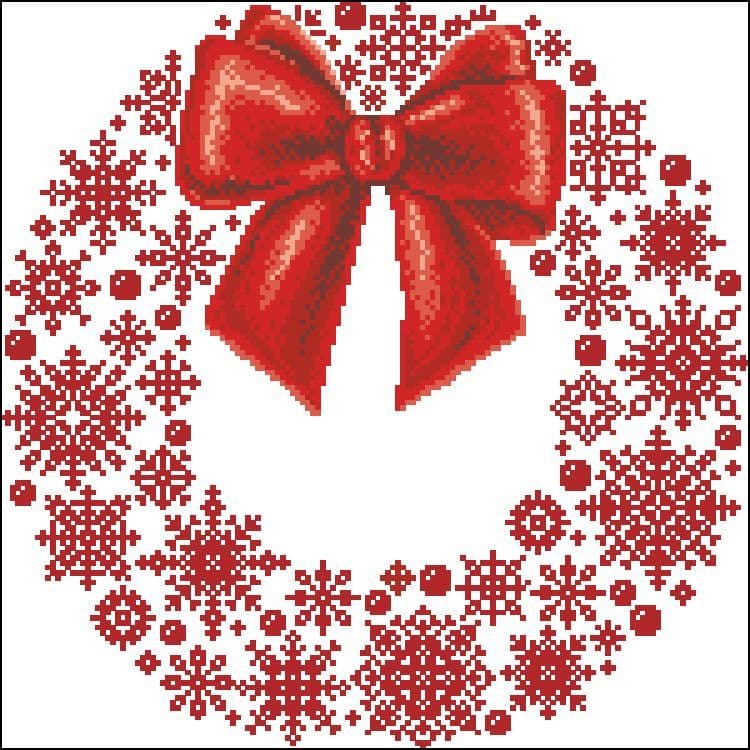 Redwork Snowflake Ursula Michael Redwork Snowflake Wreath cross stitch chart
