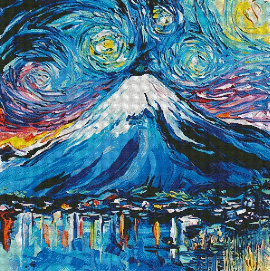 Van Gogh Never Saw Mount Fuji by Artecy printed cross stitch chart