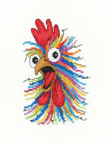 What's Up Cock cross stitch kit - Party Animals by Michaela Learner