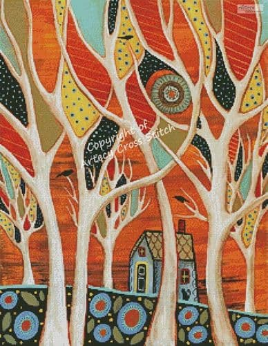 White Trees by Artecy printed cross stitch chart