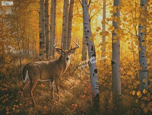 Whitetail in Aspens by Artecy printed cross stitch chart